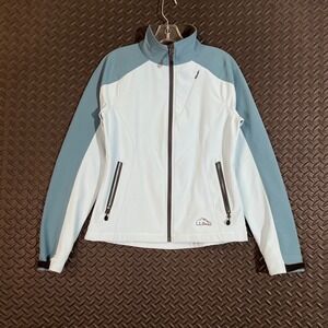 L.L.Bean Softshell Jacket Women's‎ XS Light Blue Black Zip-Up Windbreaker